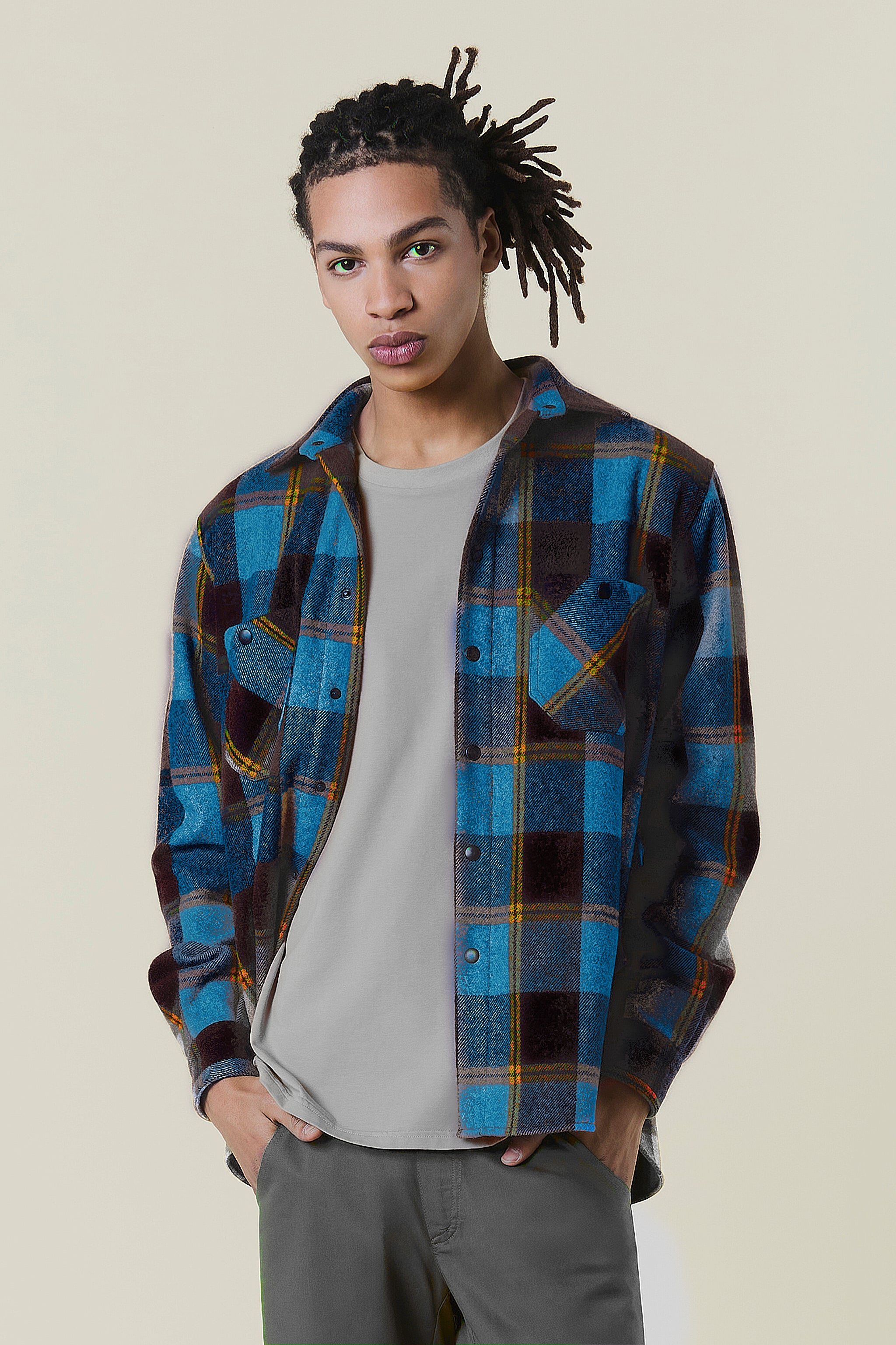 Camicione in Flanella di Lana a Quadri