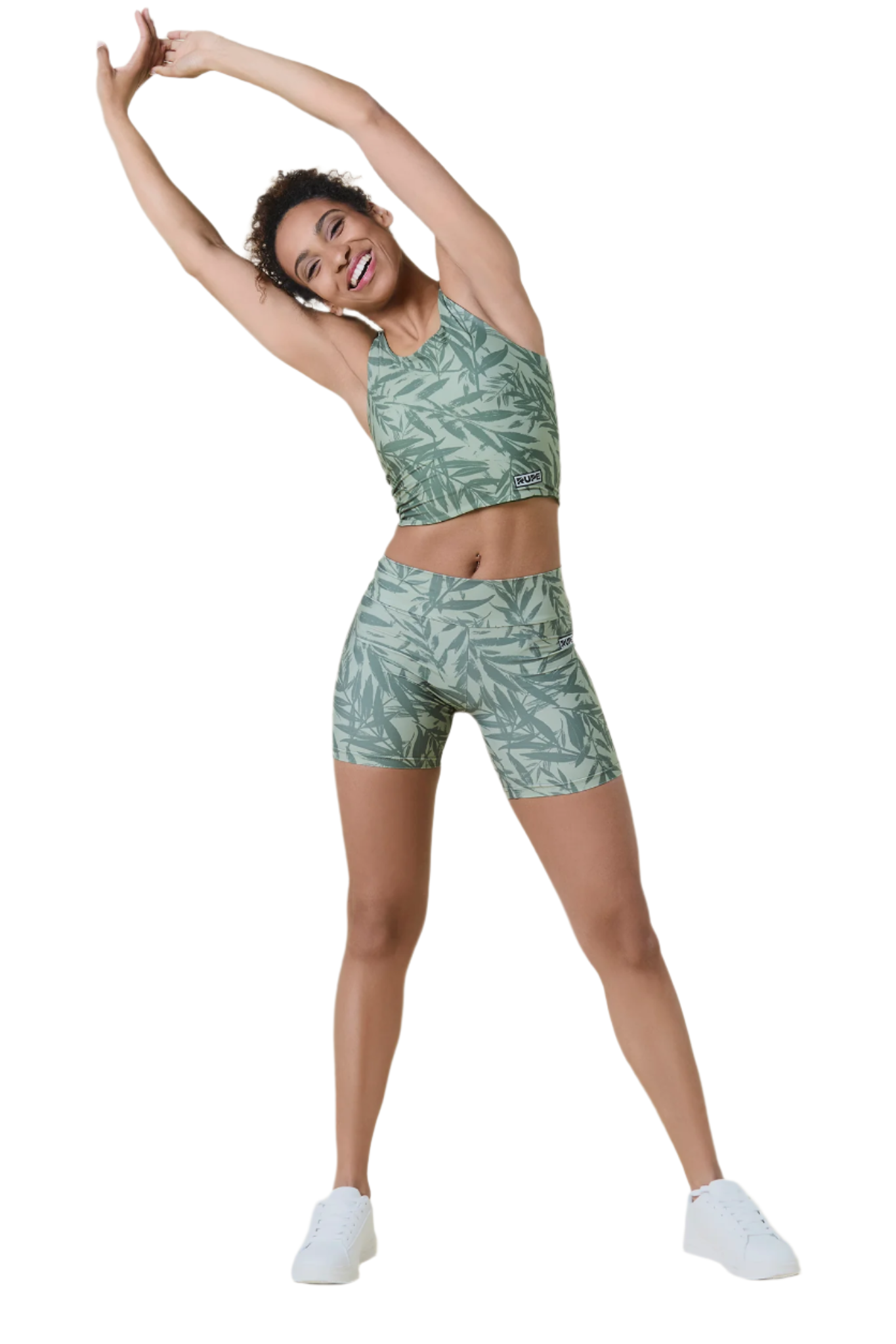 Shorts technique femme - motif bambou vert
