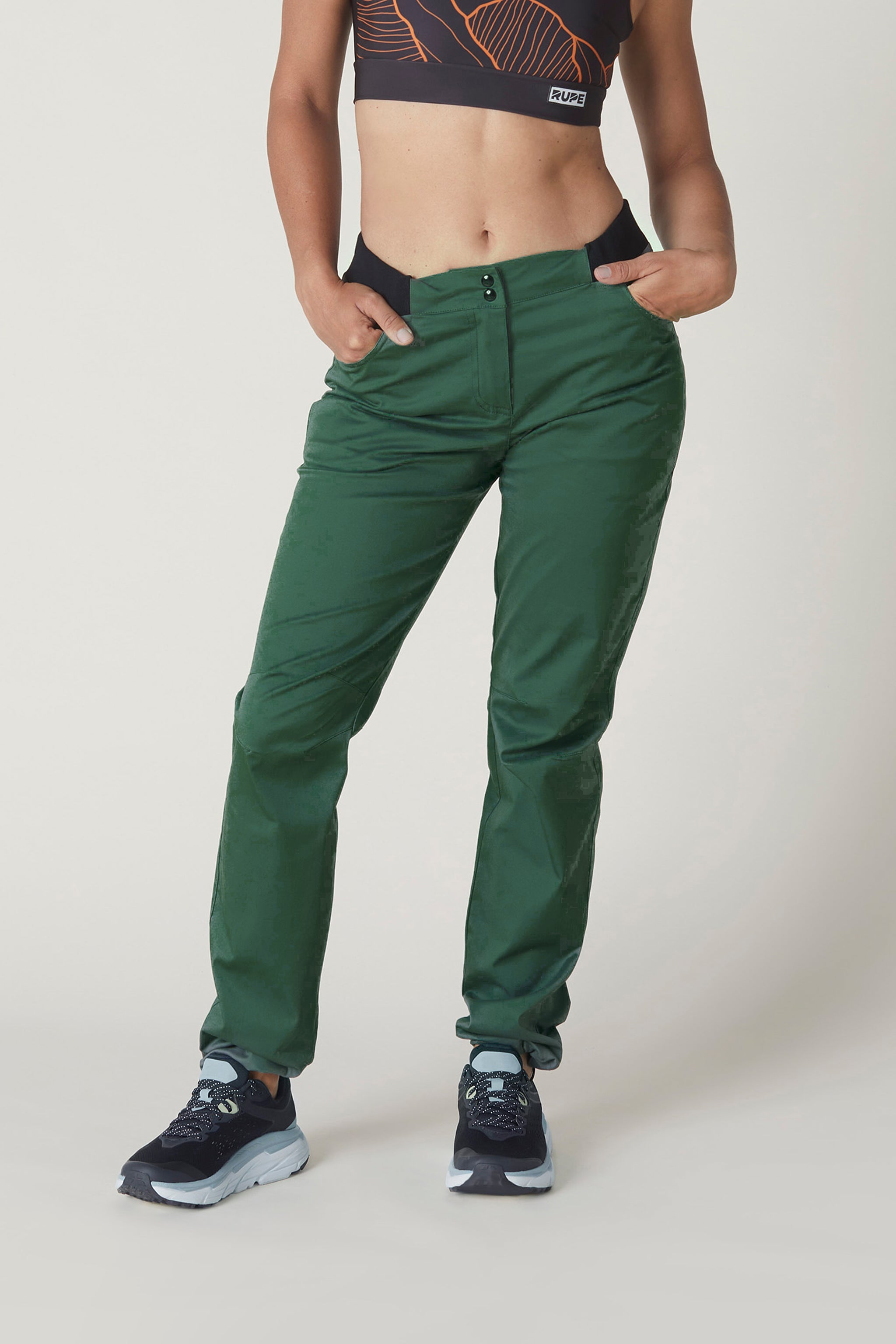 pantalone arrampicata cotone donna verde front view