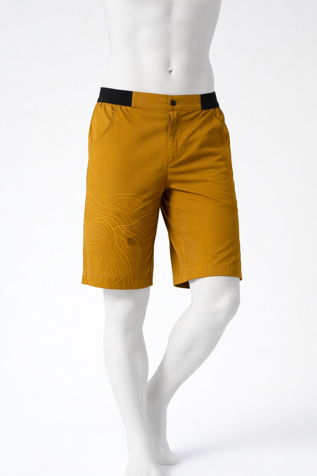 pantalone arrampicata cotone corto giallo ocra vista frontale