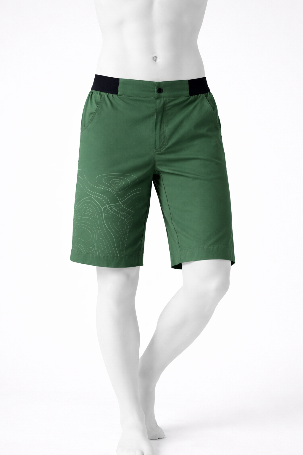 pantalone arrampicata cotone corto verde vista frontale