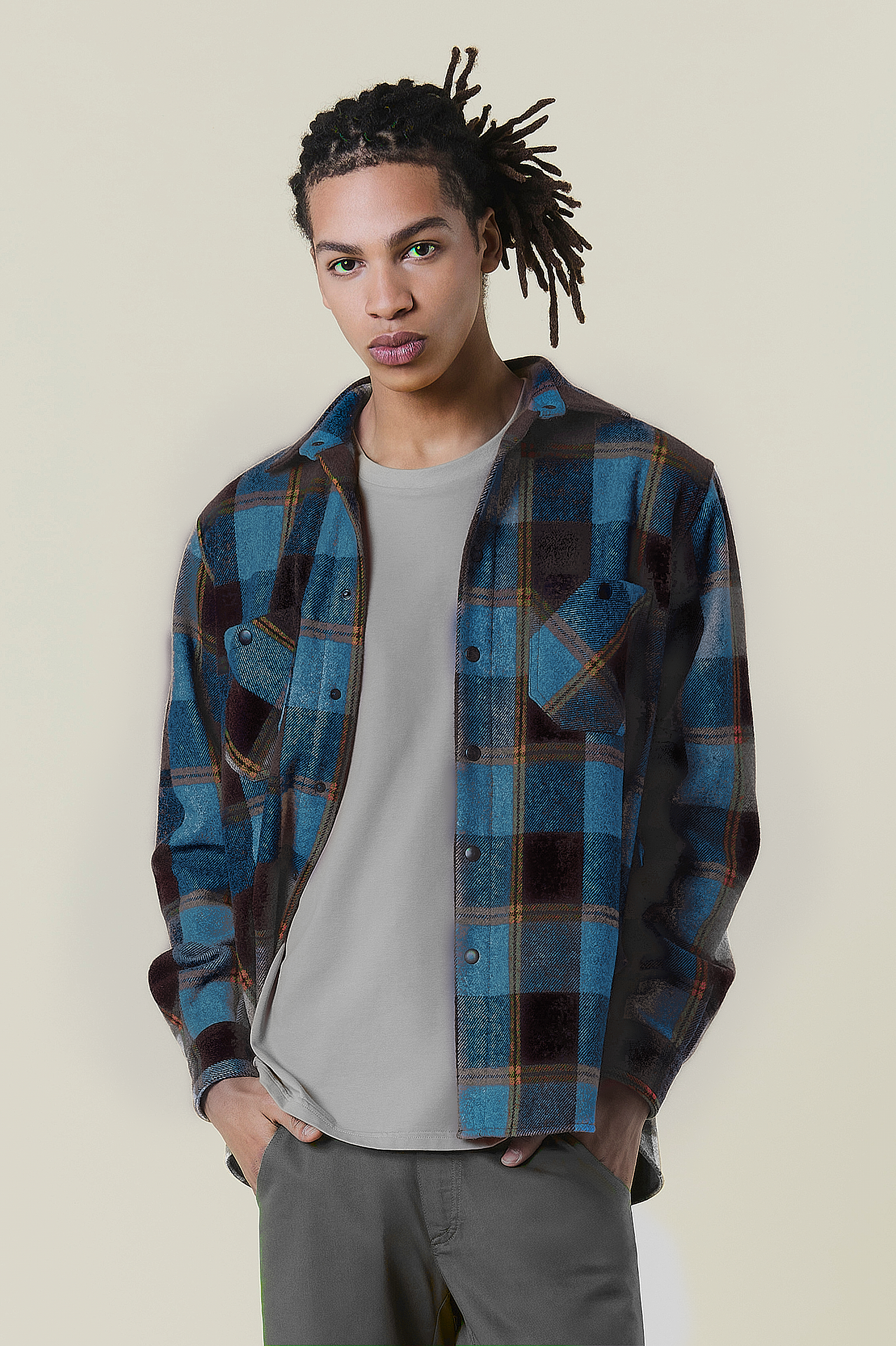 Camicione in Flanella di Lana a Quadri