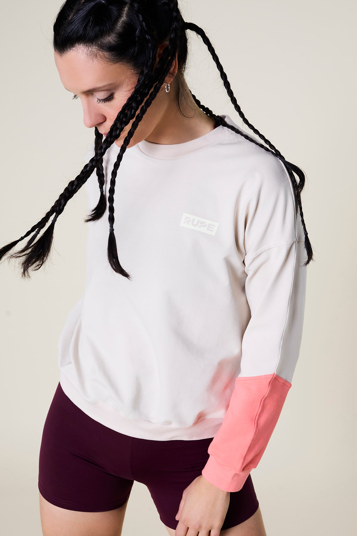 Sweat-shirt léger pour femme bicolore Light Sand Peach | Rupe
