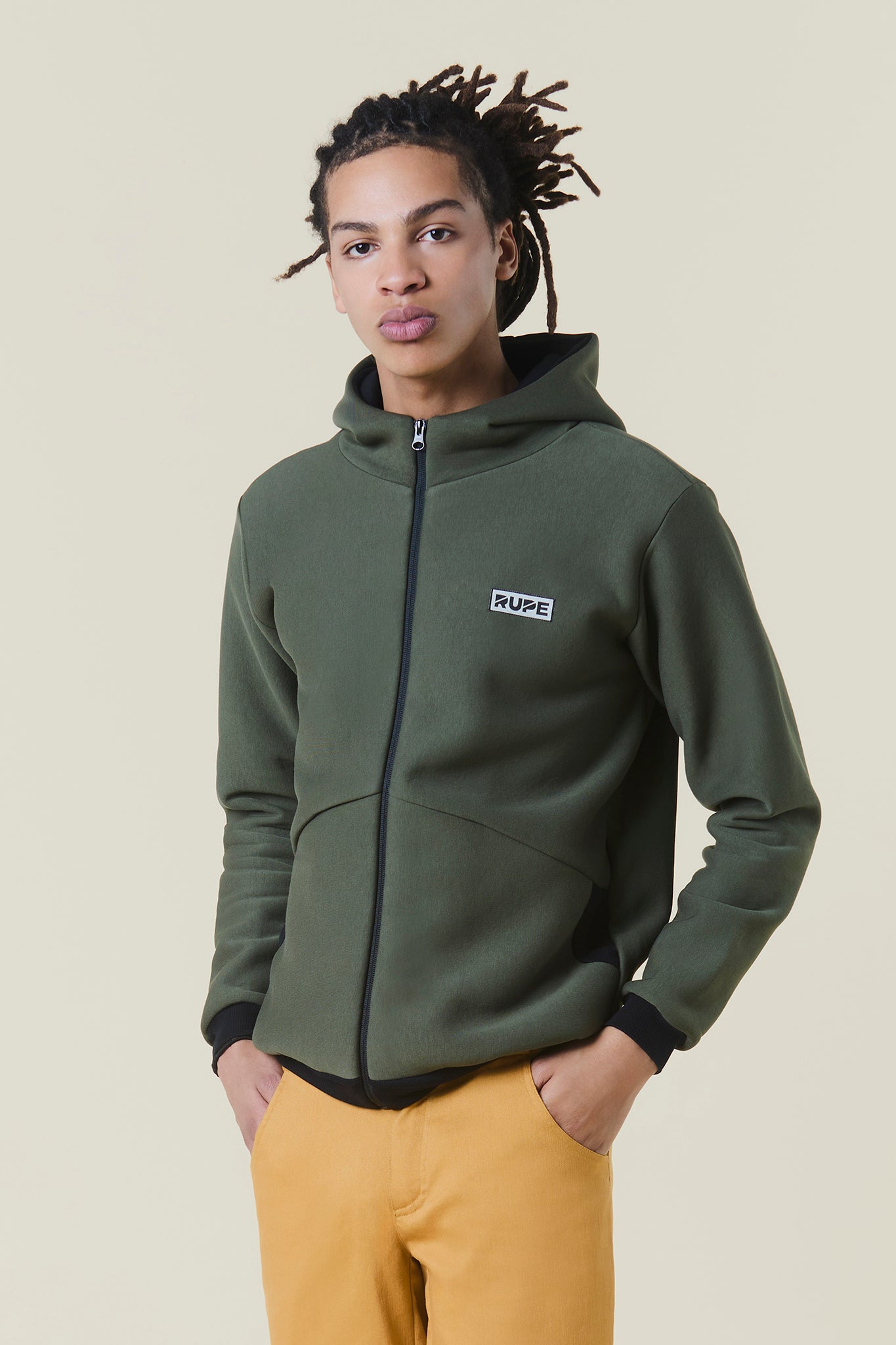 Sweat à capuche zippé - Unisexe - Vert militaire