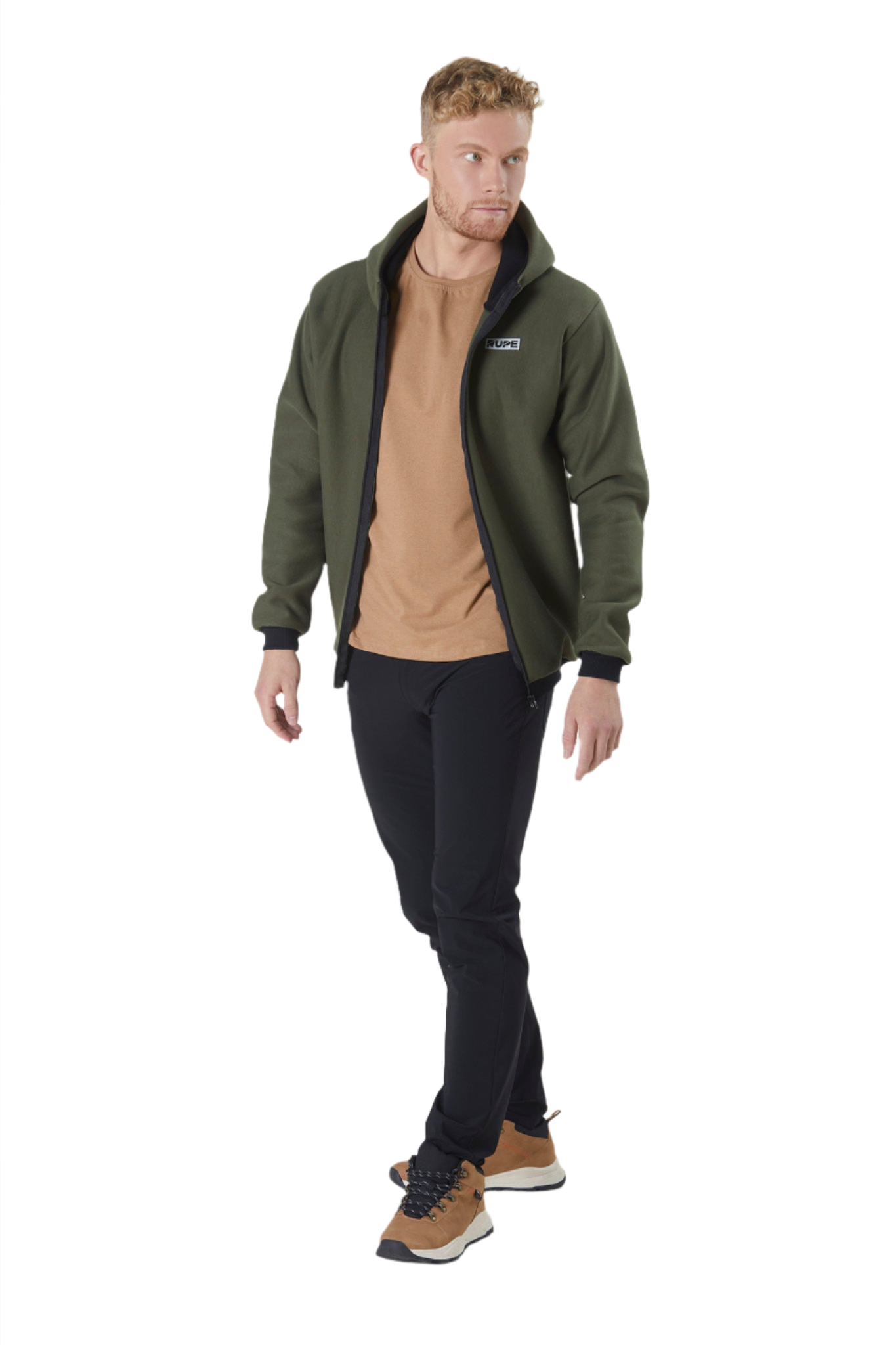 Sweat à capuche zippé - Homme - Vert Militaire 