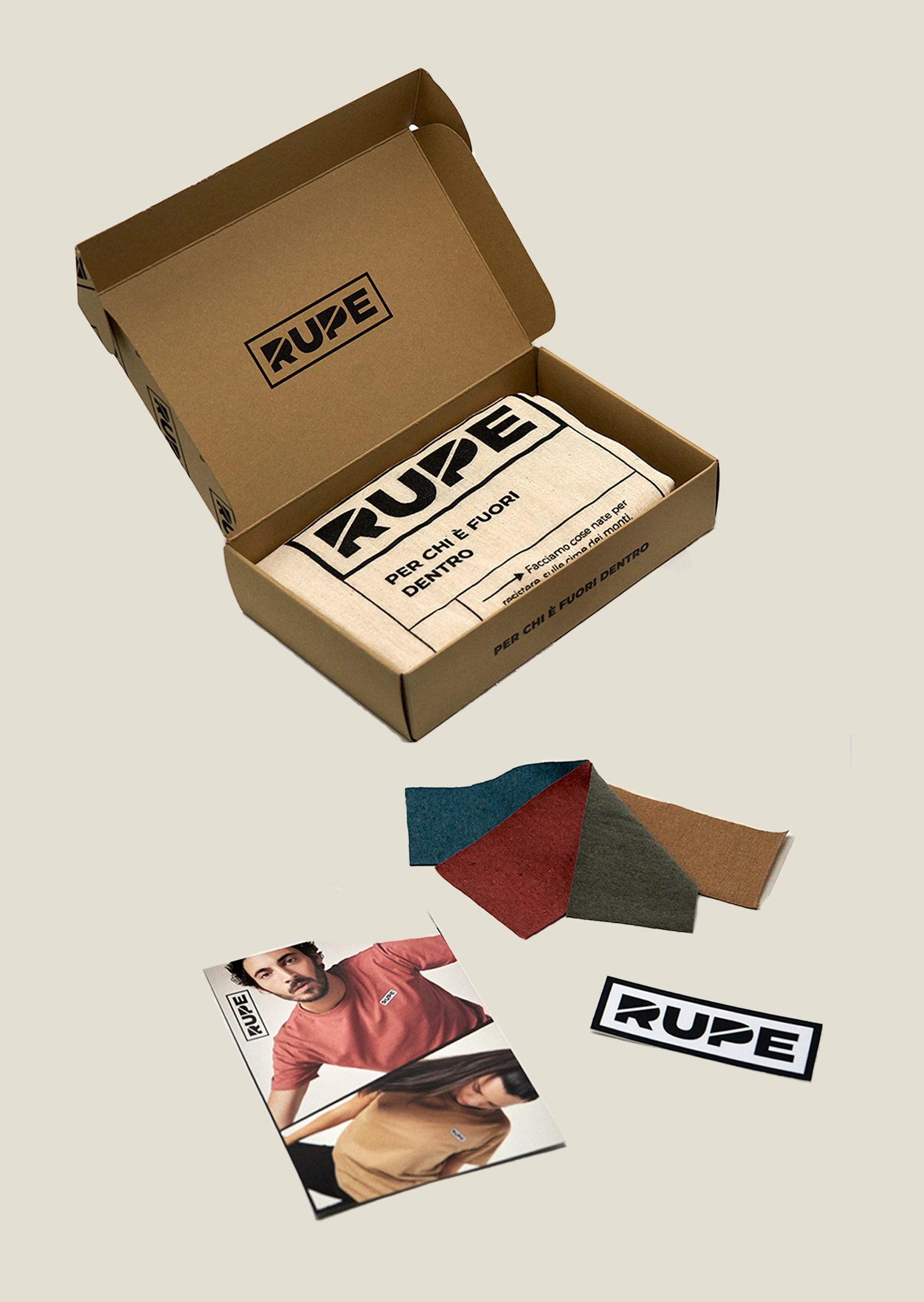Rupe Gift Box - T-shirt realizzata a mano + box campionario tessuti